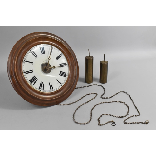 143 - A Circular Wall Mounting Two Weight Wall Clock, 34cm Diameter