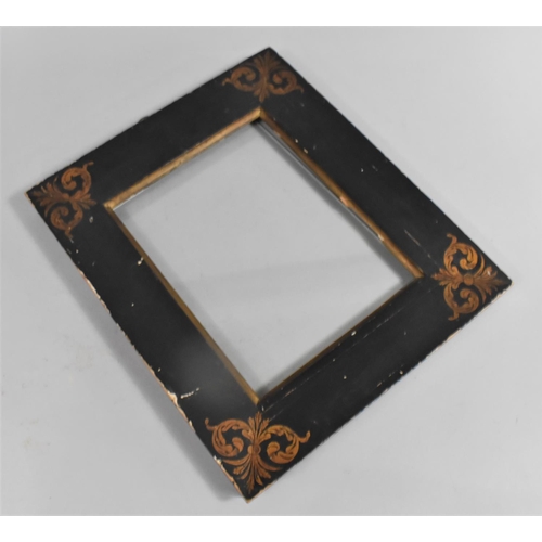 150 - A 19th Century Rectangular Picture Frame with Stencilled Gilt to Each Corner, Outer Measurements 35c... 