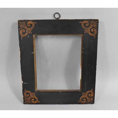 150 - A 19th Century Rectangular Picture Frame with Stencilled Gilt to Each Corner, Outer Measurements 35c... 