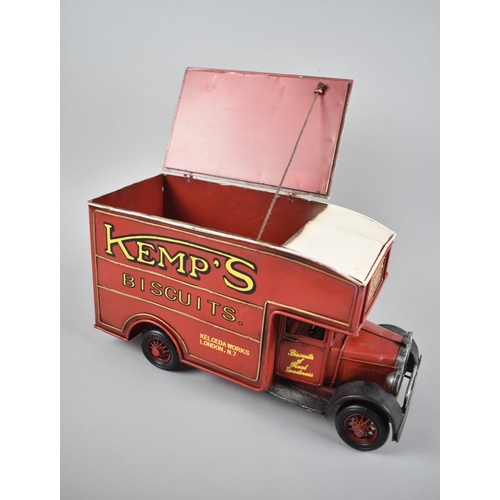 164 - A Novelty Tinplate Biscuit Tin in the form of a Vintage Delivery Lorry, 33cm Long