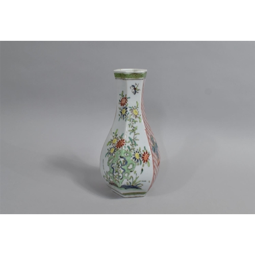 211 - A Chinese Porcelain Vase of Hexagonal Form decorated in the Famille Vert Palette with Blooming Flowe... 