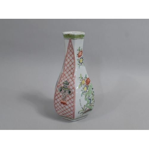 211 - A Chinese Porcelain Vase of Hexagonal Form decorated in the Famille Vert Palette with Blooming Flowe... 