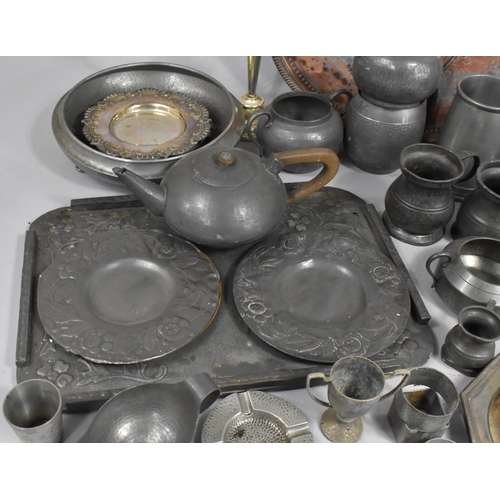 289 - A Large Collection of Various Silver Plate and Pewter Items to comprise Arts and Crafts Type Tray/Pl... 