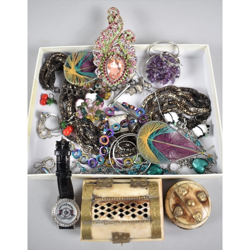 329 - A Small Collection of Costume Jewellery, Butler and Wilson Watch, Jewelled Brooch etc