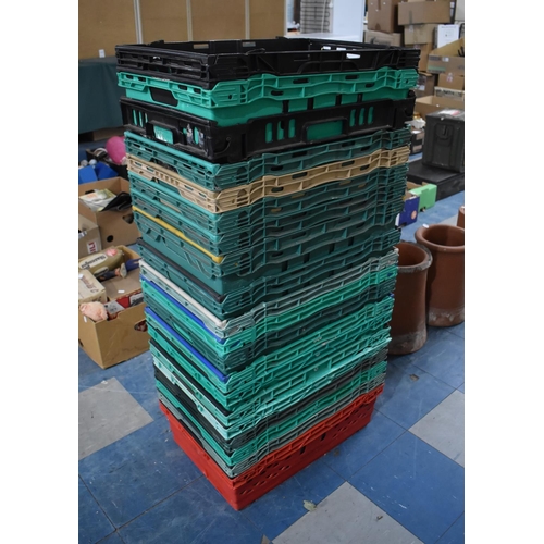 344 - A Collection of Twenty Supermarket Stacking Crates, Each 60cm wide