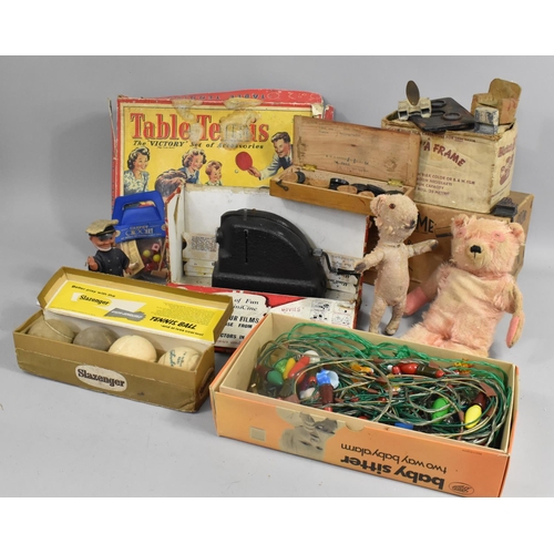 354 - A Collection of Vintage Toys and Games to Include Slazenger Wimbledon 1959 Tennis Ball Box, Tennis B... 