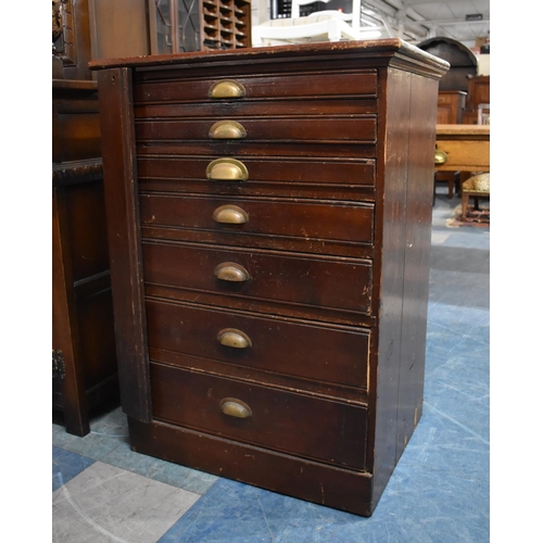 387 - A Late 19th Century Wellington Style Chest with Seven Graduated Drawers and Hinged Locking Plate, 66... 