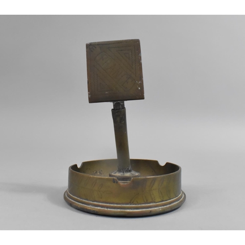 65 - A Trench Art Matchbox Holder, Circular Base Formed from a 1916 Shell, In Need of Some Attention