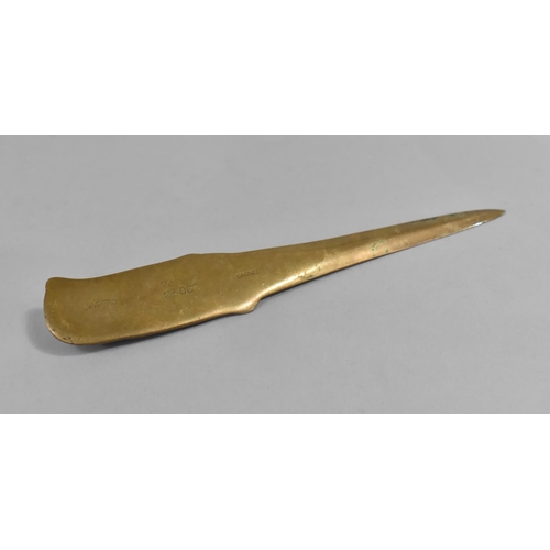 79 - A Bronze Letter Opener, Handle Decorated with Angel Holding Scales of Justice, 21cms High