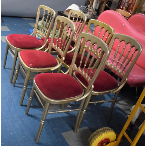 393 - A Set of Six Gilt Sprayed Restaurant Dining Chairs