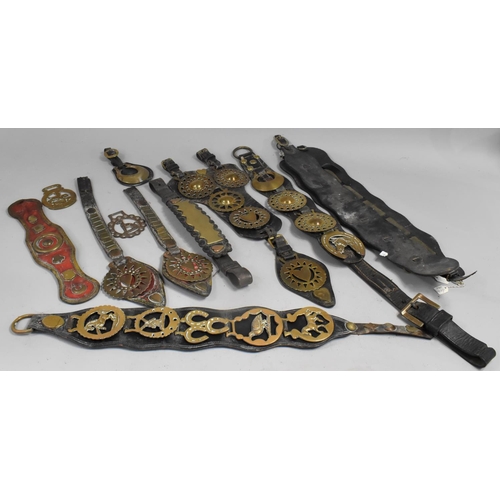 394 - A Collection of Victorian Horse Brasses and Leathers etc