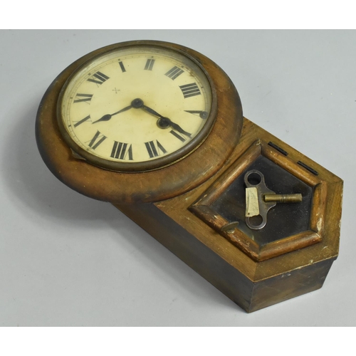 102 - A Small German Drop Dial Wall Clock by HAC, 31cm high, In Need of Some Attention to Case etc