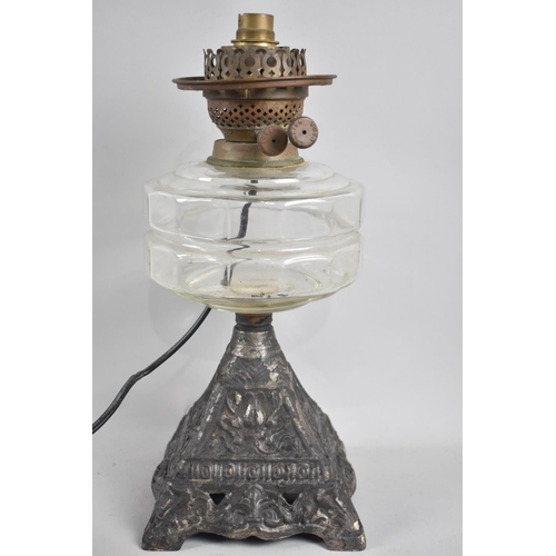 111 - A Late Victorian/Edwardian Oil Lamp Now Converted to Electricity, 36cm high