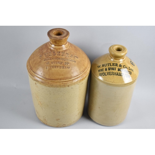 129 - Two Stoneware Brewers Bottles, One Printed for Butler Wolverhampton, the Other Impressed for Walker ... 