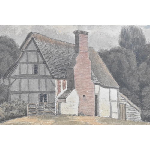 168 - A Framed 19th Century Watercolour Depicting Half Timbered Cottage, 18x14cm