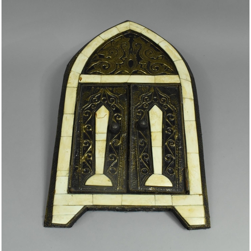 185 - A Modern Wall Hanging Far Eastern Mirror in the Form of an Arched Doorway with Hinged Doors, 43cm hi... 