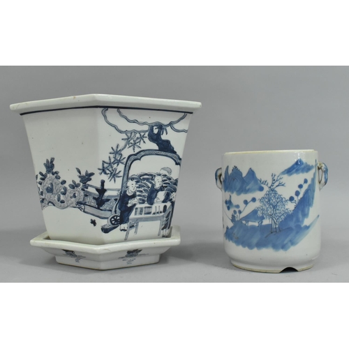 258 - A 19th Century Chinese Blue and White Porcelain Pot/Kamcheng Decorated with Exterior Scene with Twin... 