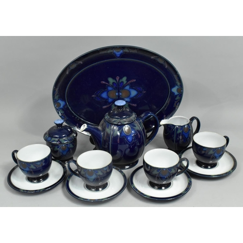 274 - A Denby Baroque Tea Set to comprise Four Cups, Saucers, Tea Pot, Lidded Sugar, Oval Platter, and a M... 