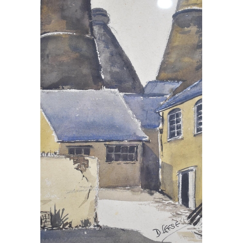 282 - A Framed Watercolour, Pottery Kilns in Stoke Signed D Leese, 27x36cm