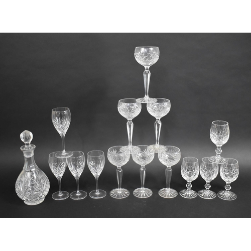 301 - A Set of Six Cut Glass Hock Wines, Set of Four Small Wines by Royal Doulton and Set of Four Shorter ... 