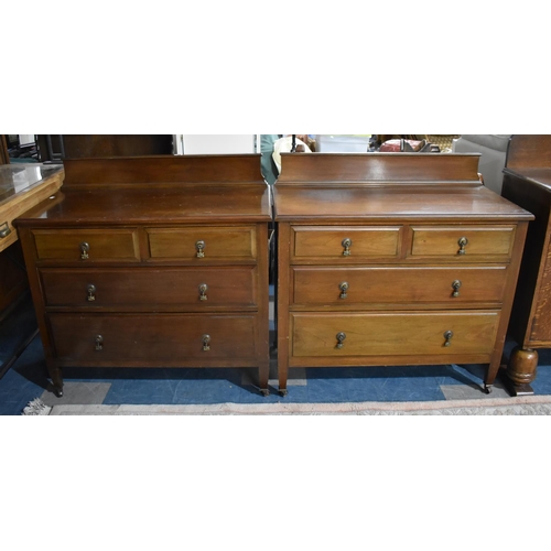 455 - A Pair of Edwardian Galleried Bedroom Chests Each with Two Short and Two Long Drawers, Tapering Squa... 