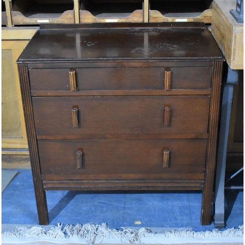 460 - A Mid 20th Century Oak Galleried Three Drawer Bedroom Chest, 76cm wide