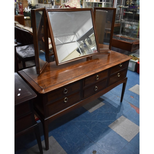 474 - A Stag Mahogany Dressing Table with Six Short Drawers and Triple Mirror Back, 130cm wide