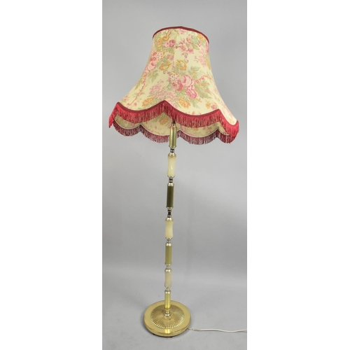 488 - A Brass and Onyx Standard lamp and Shade