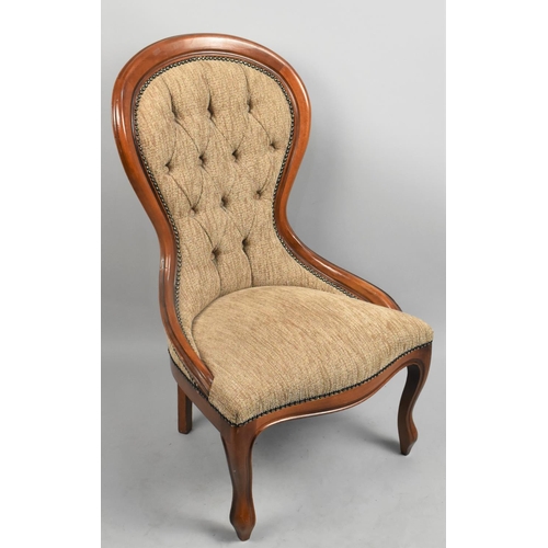 489 - A Buttoned Upholstered Victorian Style Ladies Nursing Chair