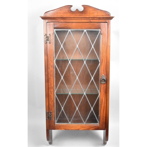 497 - A Modern Wall Hanging Lead Glazed Display Cabinet with two Glass Shelves, 49cm wide