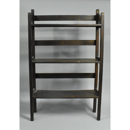 502 - An Edwardian Oak Three Shelf Open Bookcase with Galleried Top, 55cm Wide