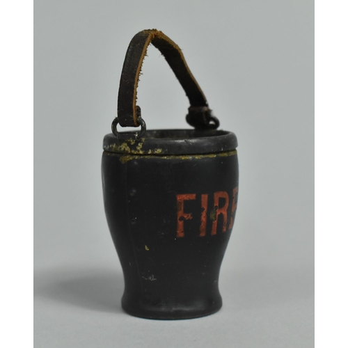 6 - A Late Victorian/Edwardian Novelty Vesta in the Form of a Fire Bucket with Leather Loop Handle, 8cms... 