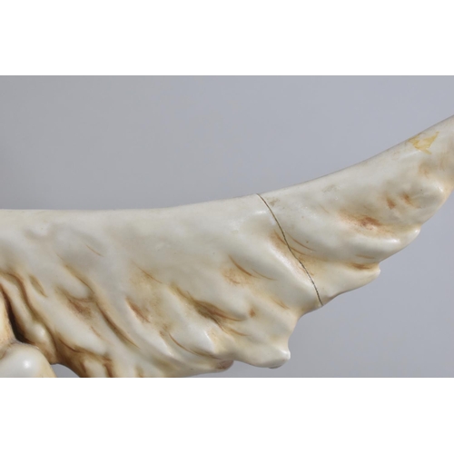 67 - A Royal Dux Ceramic Study of Sporting Dog with Bird, Tail AF , Naturalistic Base, 41cm Long