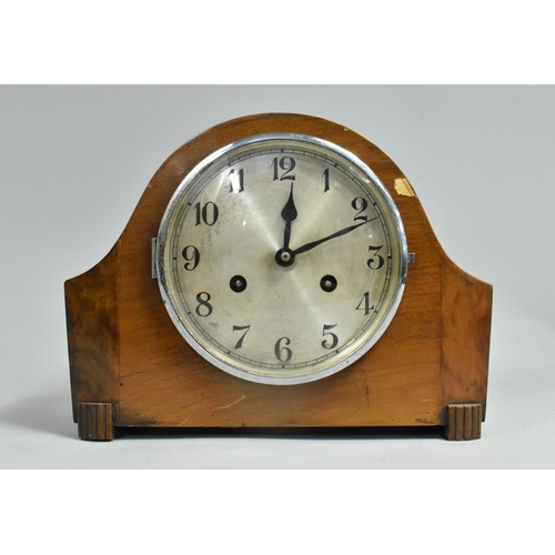 71 - A Mid 20th Century Walnut Cased Mantle Clock, 28cm wide