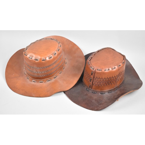 88 - Two Hand Stitched Leather hats