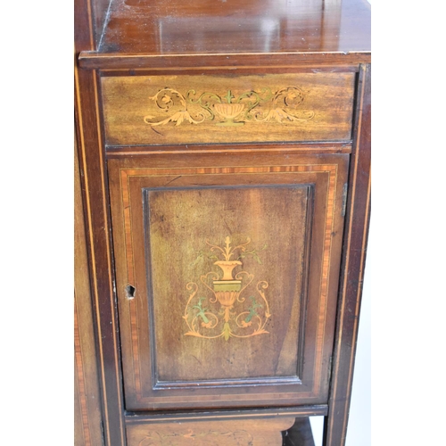 101 - An Edwardian Inlaid Display Cabinet Having Centre Glazed Shelved Display Over Long Drawer to Base, S... 