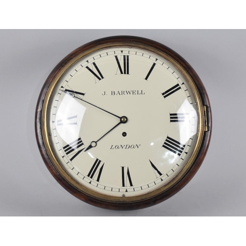 108 - A Circular Wall Clock with Enamel Dial Inscribed for J Barwell, London, Fusee Movement, 34cm Diamete... 