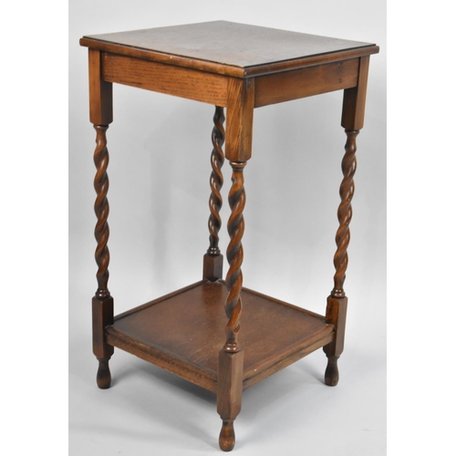 113 - A Mid 20th Century Oak Barley Twist Occasional Table with Shelf, 40cm Square and 72cm high