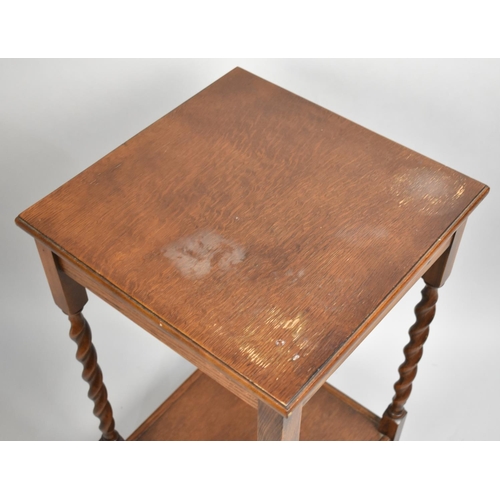 113 - A Mid 20th Century Oak Barley Twist Occasional Table with Shelf, 40cm Square and 72cm high