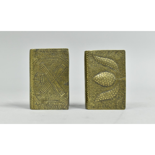 129 - Two WWI Brass Trench Art Match Box Holders