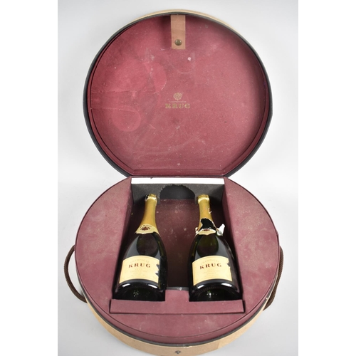 136 - A Vintage Krug Two Bottle Case for Champagne Containing Two Empty Bottles