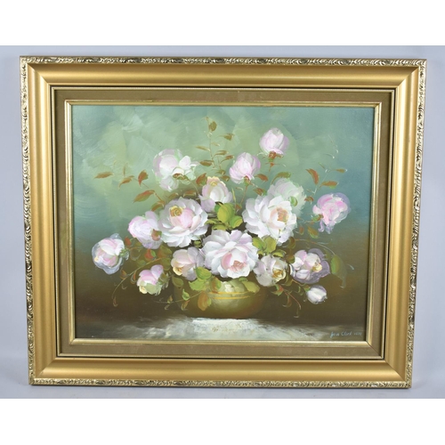 274 - A Gilt Framed Oil on Canvas, Still Life, Roses Signed Jean Clark, 49x39cm