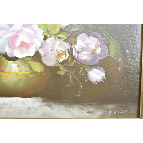 274 - A Gilt Framed Oil on Canvas, Still Life, Roses Signed Jean Clark, 49x39cm