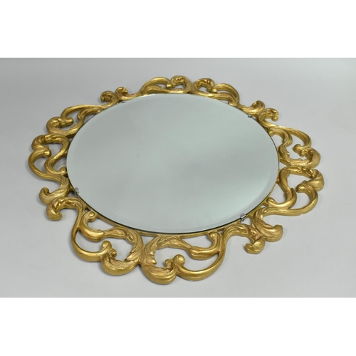 284 - A Mid 20th Century Bevel Edged Circular Wall Hanging Gilt Framed Wall Mirror, 64cm Diameter