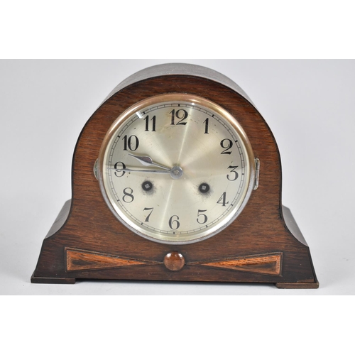 99 - A Mid 20th Century Oak Cased Mantle Clock, 30cm wide