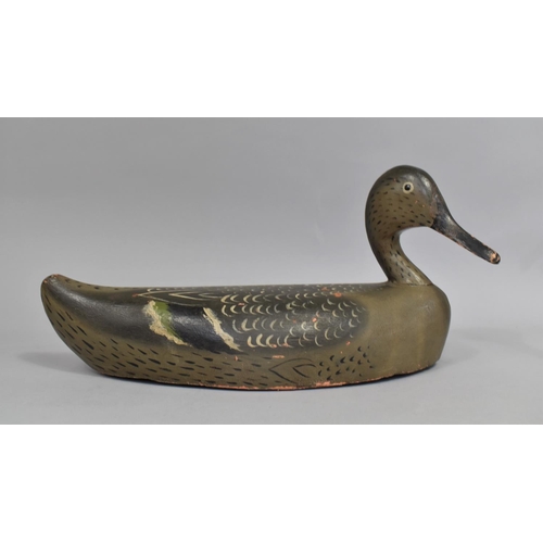 1 - A Vintage Carved Wooden Decoy Duck, Neck Glued, 27cms Long