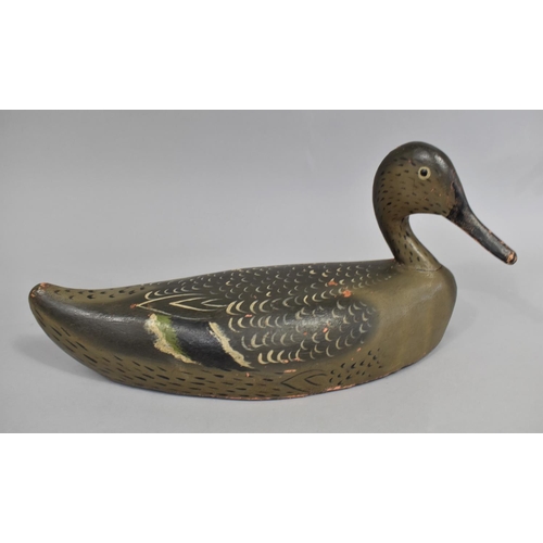 1 - A Vintage Carved Wooden Decoy Duck, Neck Glued, 27cms Long