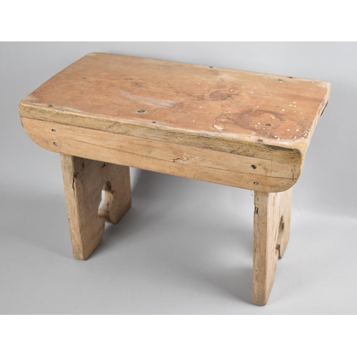 102 - A Vintage Rustic Pine Stool, 43cms Wide
