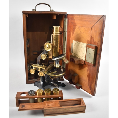 114 - A Mahogany Case Lacquered Lacquered Brass and Iron Microscope by Ernst Leitz, Wetzlar No. 117541 Com... 