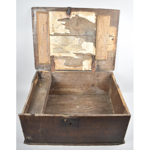 115 - An Early Oak Welsh Bible Box with Inner Candle Well, 53x39x23cm high